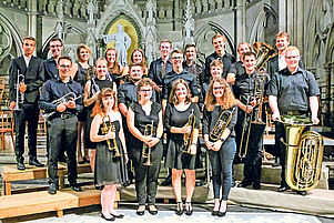 Freuen sich auf 17 Auftritte in 2020: Mitglieder des Jugendposaunenchors Pfalz in der Speyerer Gedächtniskirche. Foto: pv