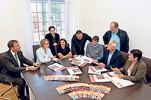 Motiviertes Team (von links): Landeskirchenmusikdirektor Jochen Steuerwald und Mitarbeiter des Amts für Kirchenmusik. Fotos: Landry