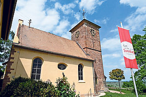 Hier predigte Pfarrer Karl Wiedmann von 1935 bis 1939: Die protestantische Kirche in Herxheim am Berg. Foto: Franck