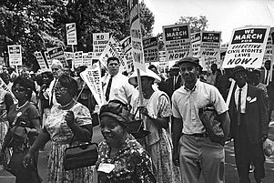 Rund 250000 schwarze und weiße Amerikaner protestierten 1963 beim „Marsch auf Washington“ für eine fortschrittliche Bürgerrechtsgesetz­gebung. Foto: epd