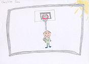 Christian (9 Jahre) spielt bei schönem Wetter am liebsten Basketball.